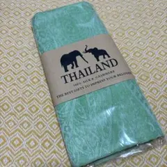 【新品未使用】タイ土産 象柄 シルク＆カシミヤ ストール 爽やかグリーン