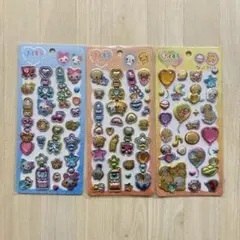 ぷくキラシール　3枚セット　なっとうちゃん　まじかるみゅーちゃん