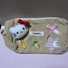 ハローキティ　キティちゃん　ポーチ　ペンケース　コーデュロイ生地