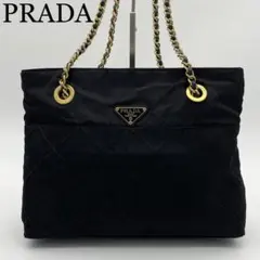 PRADA ショルダーバッグ　三角ロゴ　キルティング　チェーンショルダー　黒のサムネイル