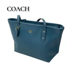 COACH トートバッグ ブルー レザー
