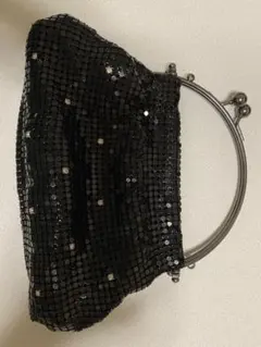 ビーズ装飾 ブラック クラッチバッグ