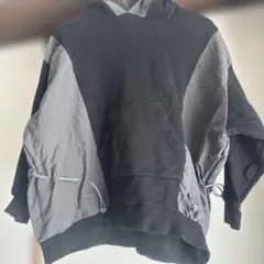 nunuforme フード付きパーカー ブラック/グレー　145