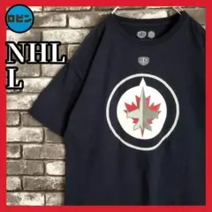 NHL ウィニペグジェッツ チーム ビッグロゴ Tシャツ tシャツ ネイビー