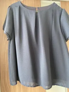 ダークグレー チェック柄 半袖シャツ