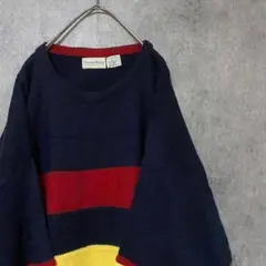 90s vintage 柄ニット　セーター　メンズ　L 古着　個性派　Y1