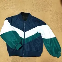 リバーシブルボンバージャケット ネイビー/ホワイト/グリーン