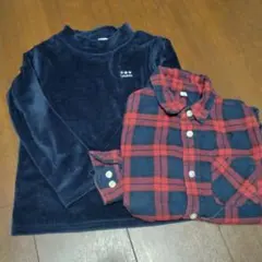 長袖無印冬シャツ130、フリース厚手120セット