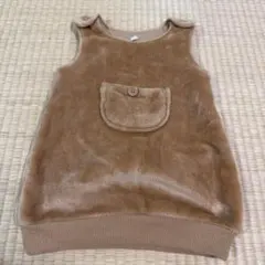 ベビー服 80cmベージュ フリース ノースリーブ ジャンバースカート