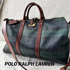 ポロラルフローレン ボストンバッグ ２WAY 緑 PVCレザー ブラックウォッチ
