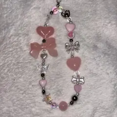 ビーズストラップ　携帯ストラップ　ピンク　韓国　y2k スクバ