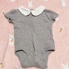 GAP70cmグレー リブ編み ボディスーツ 襟付き