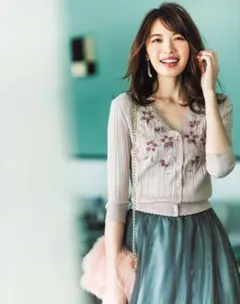 アプワイザーリッシェ　花柄モール刺繍カーディガン