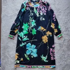 ノントーキョー プリントリブワンピース マキシ丈 マーガレット 花柄