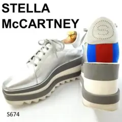 ステラマッカートニー　厚底スニークエリス　ロゴエンボス　スクエアトゥ　シルバー