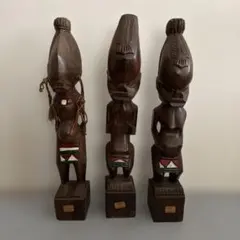 アフリカンアート 木製彫刻 3点セット アフリカンスタイル 女性像彫刻 3点セット - メルカリ