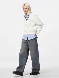 GUバレルレッグジーンズ XL 67BLUE