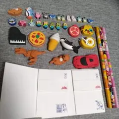 文具まとめ売り　おもしろ消しゴム　キャラクター消しゴム　鉛筆など