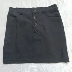 ナイスクラップ ミニスカート ボタン ウール 台形 シンプル