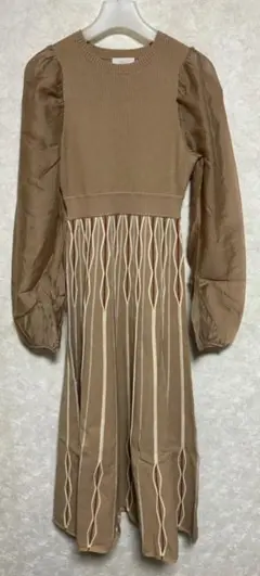 エイミーイストワール 大人可愛い ニットワンピース 異素材