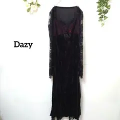 Dazy ベロア レーススリーブワンピース ナイトドレス М