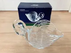 クリスタルダルク　スワン　ローズボウル　白鳥　　ガラス　花器