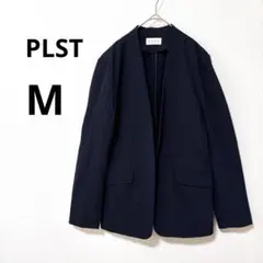 美品 PLST プラステ M ネイビー ストレッチ ノーカラー ジャケットのサムネイル
