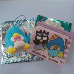 スシロー×はぴだんぶい マスコット ポーチ タキシードサム ばつ丸