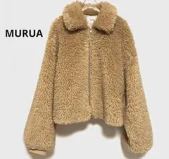 MURUA ムルーア ボア ジップアップ ジャンパー ベージュ F ゆったりめ