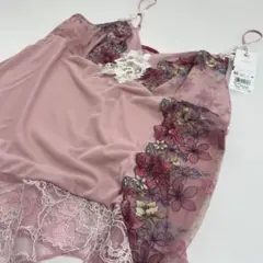 Wacoal キャミソール L ピンク系 花柄 刺繍