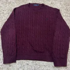 美品✨ポロラルフローレン セーター ケーブルニット ホース刺繍 現行タグ 2XL