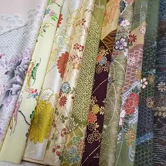 16　着物ハギレ　36×50㎝　10枚　金彩　型染　季節小物　パッチワーク