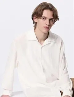 GU テクスチャーオープンカラーシャツ