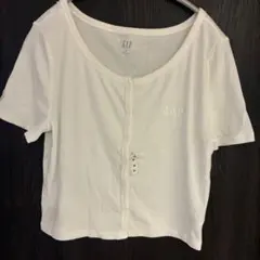 GAP ホワイト ボタン付き Tシャツ Mサイズ