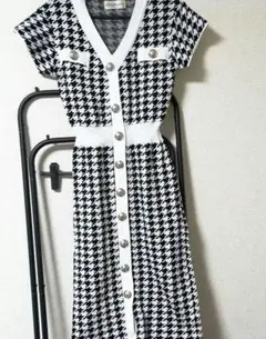 大特価　pumpkin port　ワンピース　Vネック ウエストマーク　千鳥柄