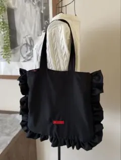 【新品未使用】1点のみ トートバッグ 外フリル 裏地花柄 ハンドメイド