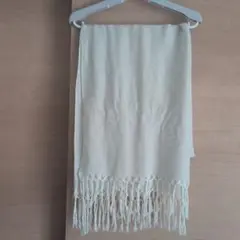 アイボリー ラメ入り　薄手フリンジストール