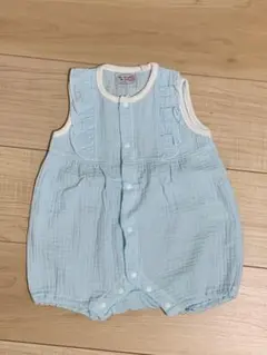 【新品未使用】水色フリルロンパース 70cm 女の子