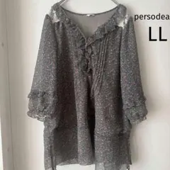 persodea 花柄シフォン　LL フリル レース チュニック 大きいサイズ