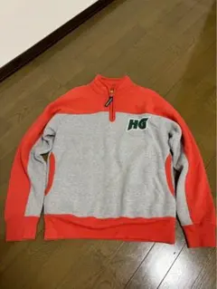 HG ハーフジップ トレーナー グレー/オレンジ