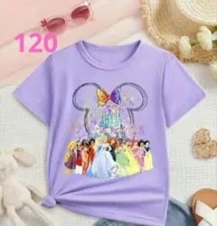 プリンセス　Tシャツ　パープル　ラプンツェル　ベル　エルサ　オーロラ　半袖　紫