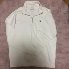 アバクロ ホワイト ハーフジップ スウェット
