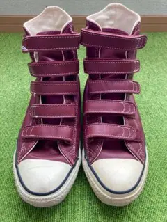 コンバース☆US5レザー☆90s☆USA製☆ベルクロ☆ハイカットスニーカー☆24