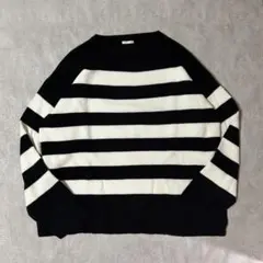 GU ボーダーニット セーター ホワイト×ブラック