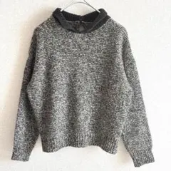 KBFニット襟付きチャコールグレーウール80%