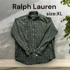 希少 90s ラルフローレン BDシャツ XL チェック 深緑 ポニー刺繍
