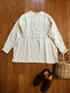 美品Faneuil/ファヌル　 リネンプルオーバーブラウス　シャツのサムネイル