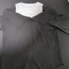 SHEIN オフショルダー風 長袖シャツ ブラック