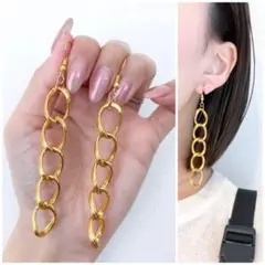1101 ゴールドツイスト チェーン ピアス イヤリング シンプル お洒落
