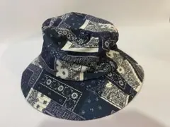 サイズ54cm 襟足ひよけ付き　ハット　ブルー